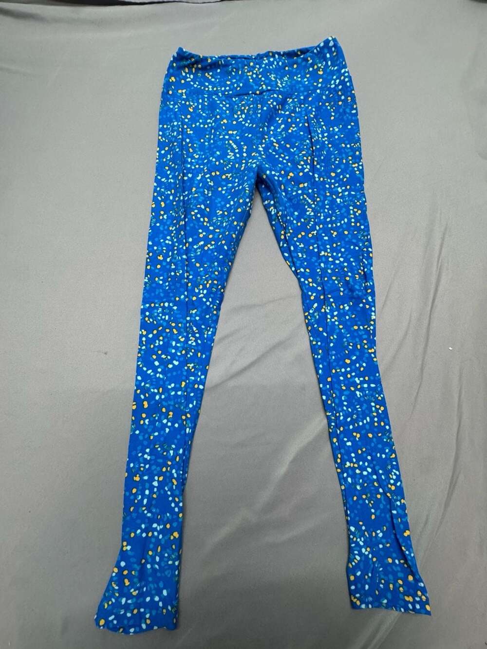 LuLaRoe Leggings One Size Blue Confetti Print Soft High Waist Pants